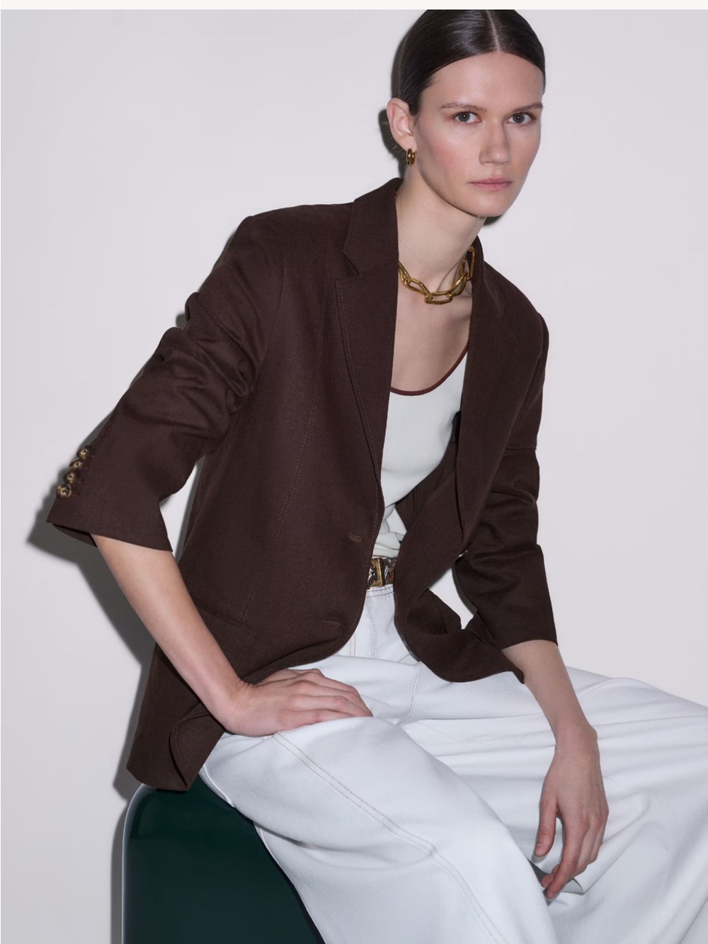ME+EM Chocolate Brown Blazer - Picture 5 of 6